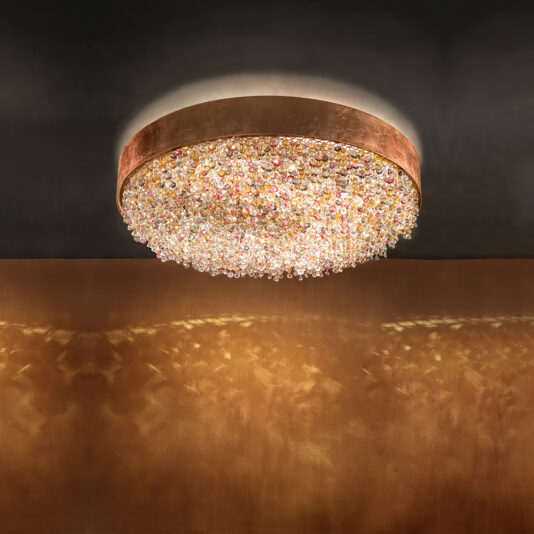 Round Copper Leaf Chandelier Ceiling Light Round Copper Chandelier Ceiling Light