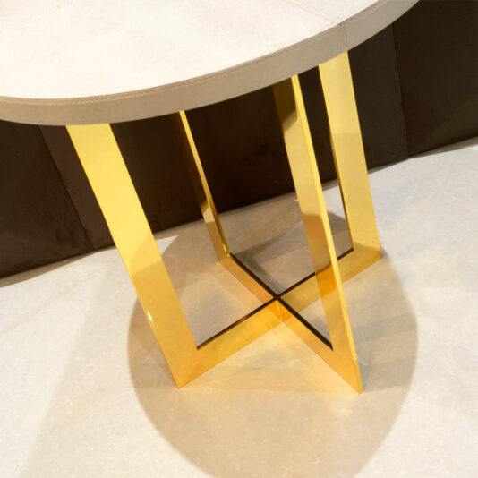 Modern 24 Carat Gold Italian Leather Side Table