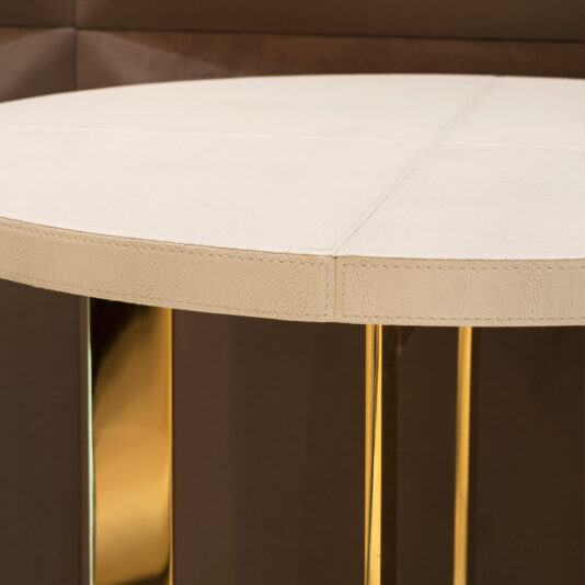 Modern 24 Carat Gold Italian Leather Side Table