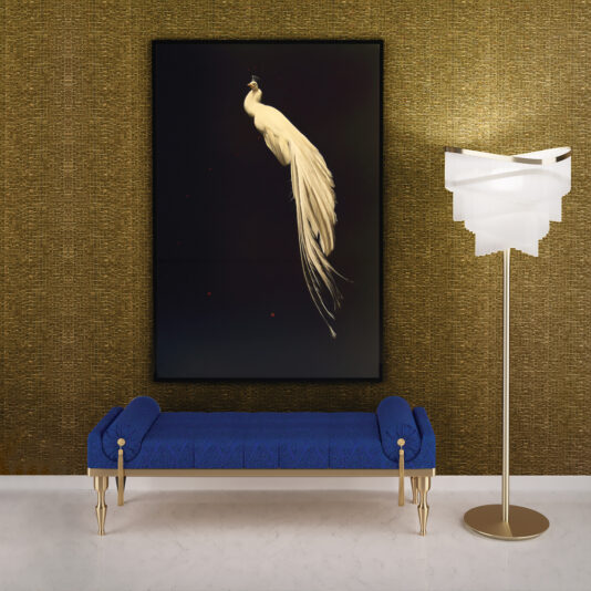 Luxury Royal Blue Gold Upholstered Bench Luxury Royal Blue Gold Leaf Upholstered Bench