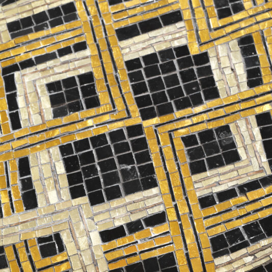 Small Designer Italian Brass Mosaic Side Table Small Designer Italian Brass Mosiac Side Table