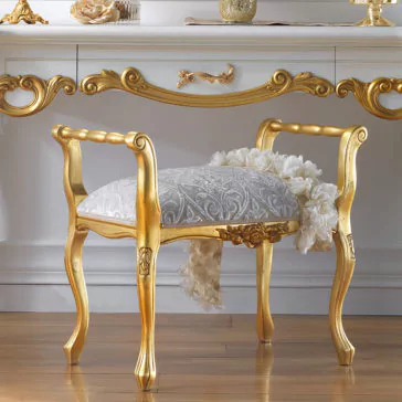 Small Italian Ornate Gold Leaf Bench Small Italian Ornate Gold Leaf Bench