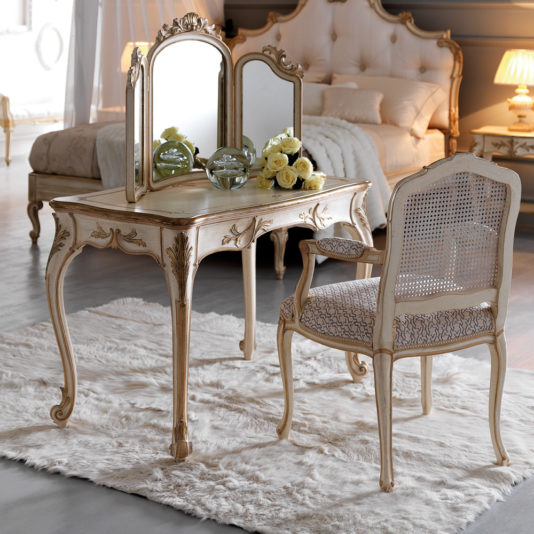 Small Ornate Italian Designer Dressing Table Set