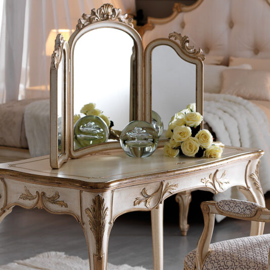 Small Ornate Italian Designer Dressing Table Set