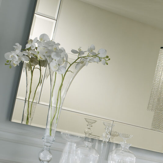 Large Square Smoked Glass Venetian Mirror Smoked Mirrored Buffet and Mirror