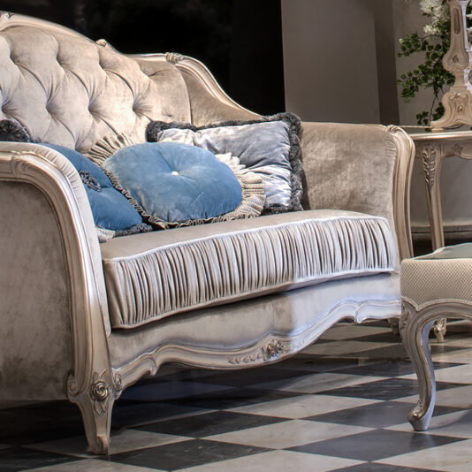 Classic Italian Grey Velvet Two Seater Sofa Italian Grey Velvet Two Seater Sofa