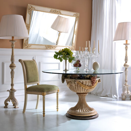 Statement Round Glass Classic Italian Baroque Reproduction Dining Table Statement Round Glass Classic Italian Baroque Reproduction Dining Table