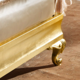 Grand Button Upholstered Gold Leaf Rococo Bed