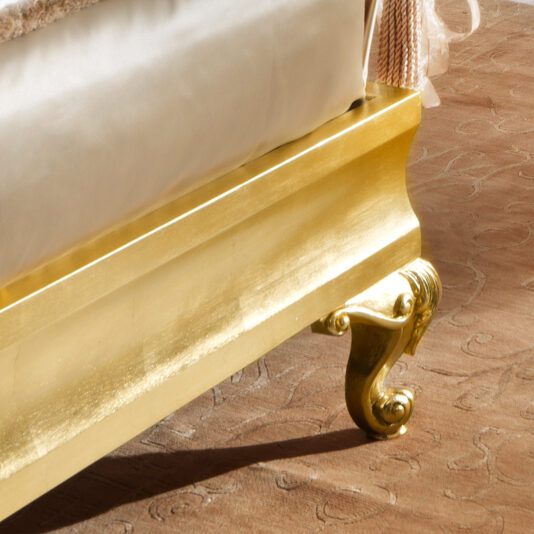 Rococo Gold Leaf Button Upholstered Bed Striking Rococo Gold Leaf Button Upholstered Bed