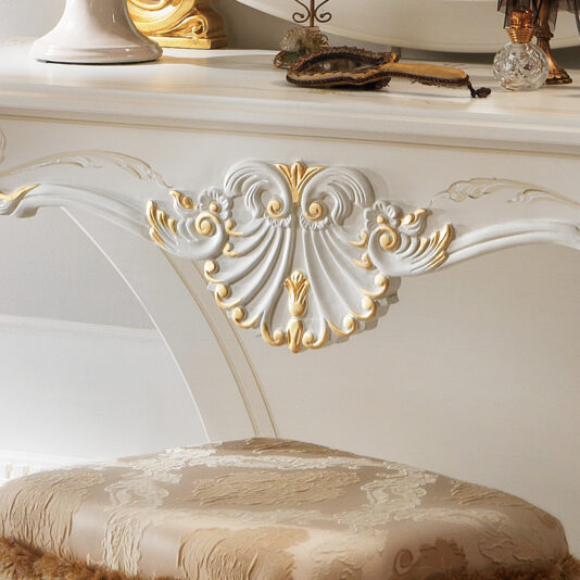 Luxurious White and Gold Leaf Dressing Table Striking White and Gold Leaf Dressing Table