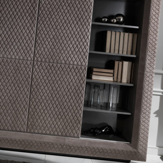 Contemporary Quilted Nubuck Italian TV Cabinet