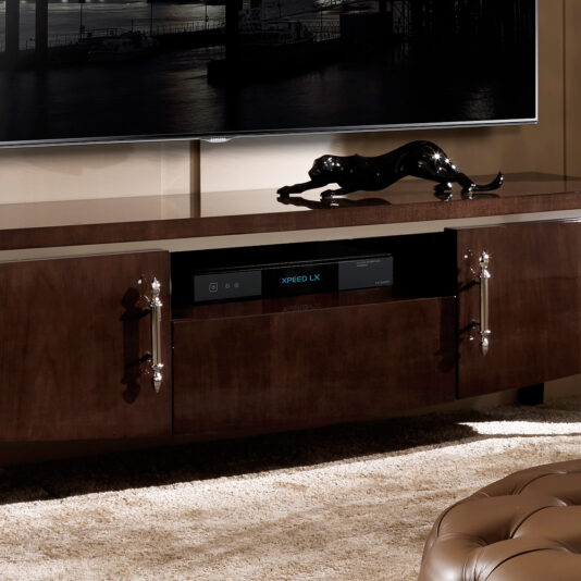 Modern Italian Walnut Veneer TV Console Unit