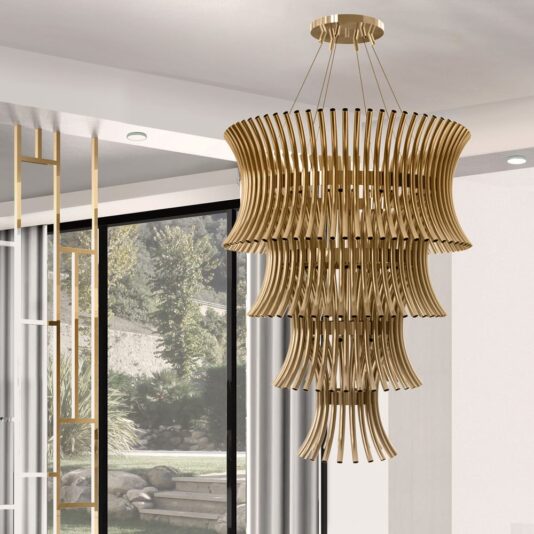 Tiered Modern Designer Gold Plated Chandelier