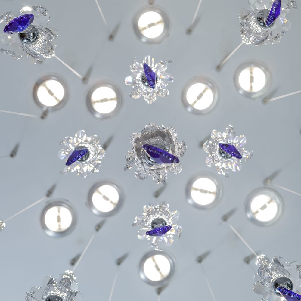 Unique Spotlight Designer Italian Crystal Chandelier With Blue Drops