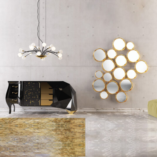 Exclusive Gold Leaf Mirrored Wall Art