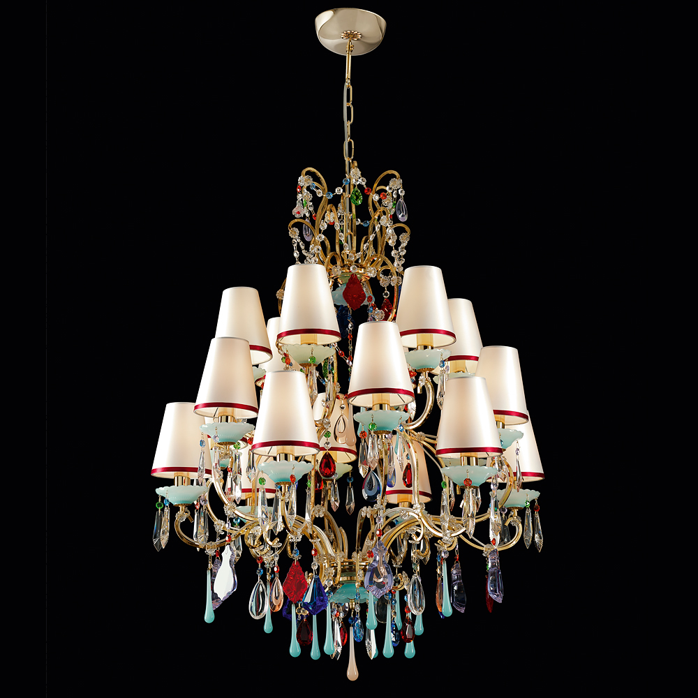 Exclusive Vintage Design Gold Plated Crystal Tiered Chandelier