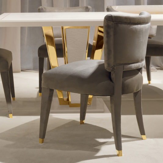 Modern Italian Luxury Mink Velvet Dining Chair