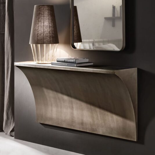 Wall Mounted Modern Designer Champagne Leaf Console Wall Mounted Modern Designer Console