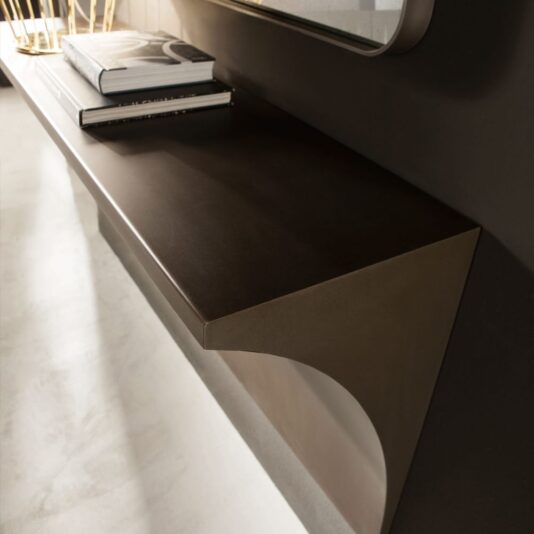 Wall Mounted Modern Designer Champagne Leaf Console Wall Mounted Modern Designer Console