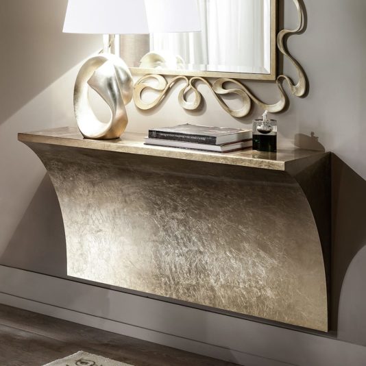 Wall Mounted Modern Designer Champagne Leaf Console