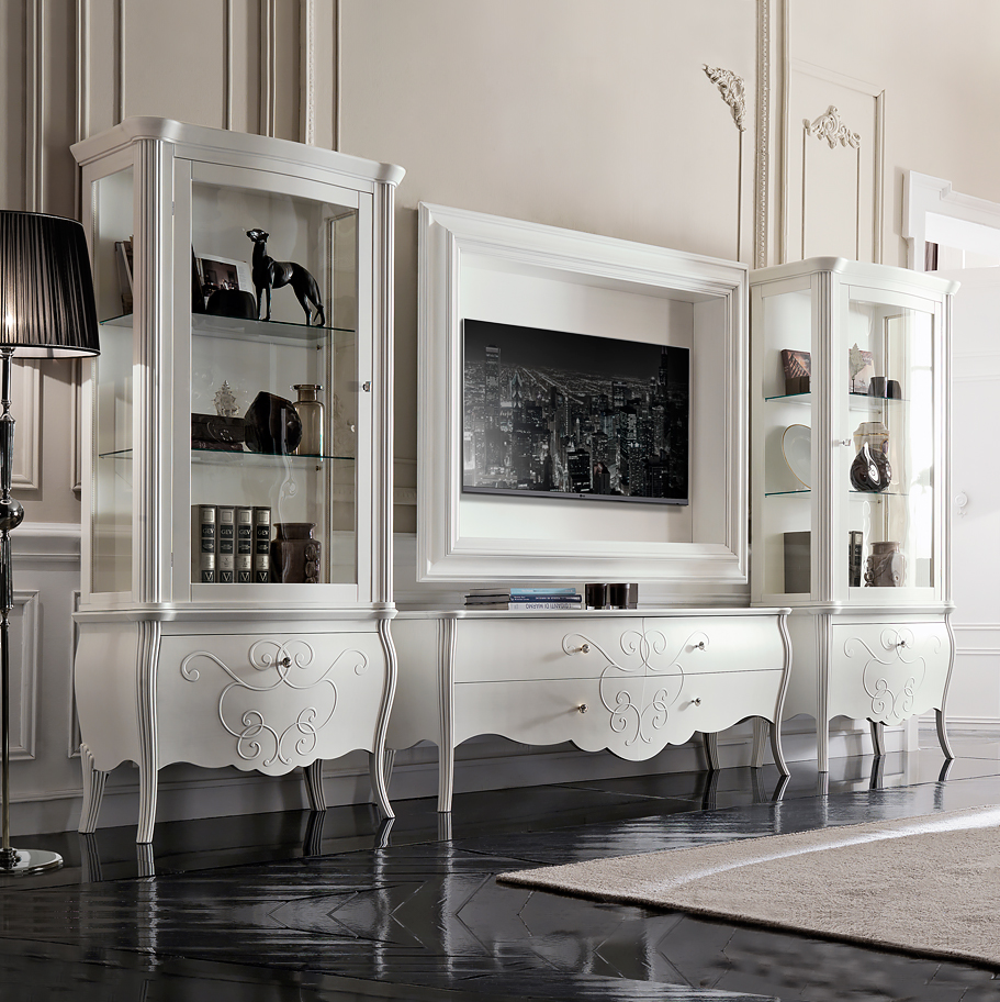 Luxury Italian White Display Cabinet