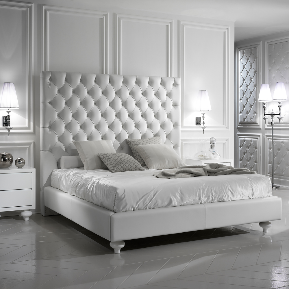 White Italian Luxury Leather Bed
