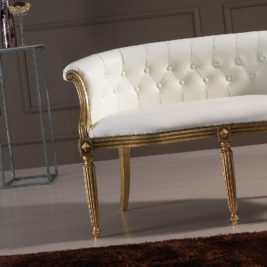 White Leather Louis XV Style Day Sofa