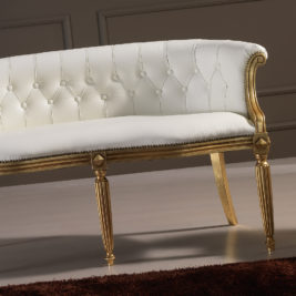 White Leather Louis XV Style Day Sofa