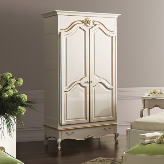White Louis Reproduction Two Door Armoire