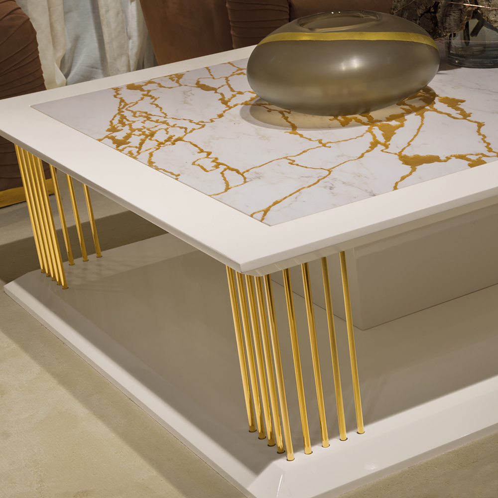 Modern Marble Gold Square Coffee Table