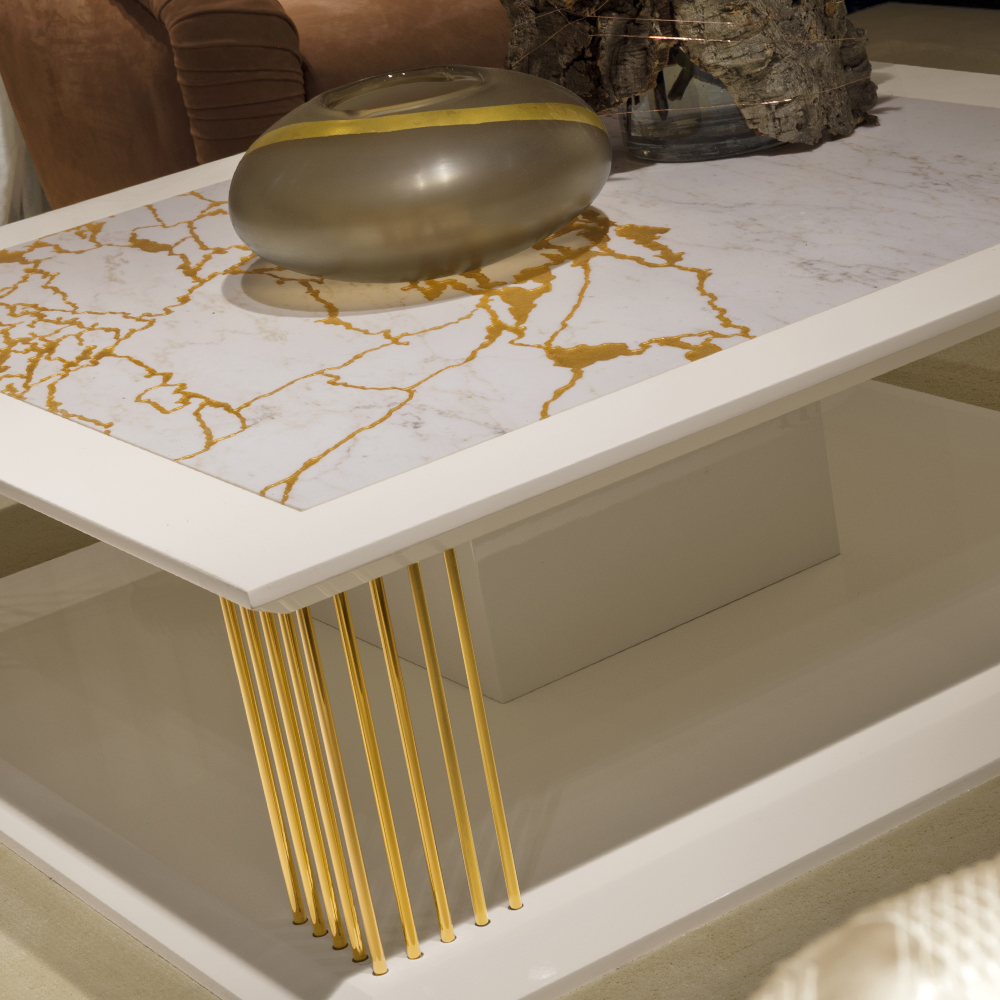 Modern Marble Gold Square Coffee Table