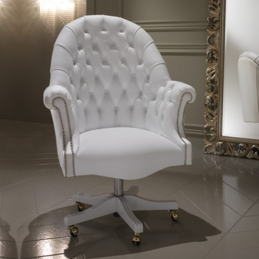 Luxury Italian White Leather Executive Office Chair