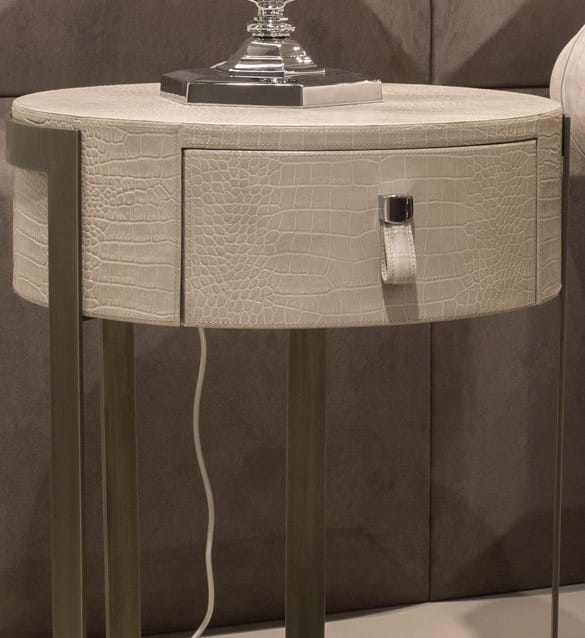 Textured Leather Side Table