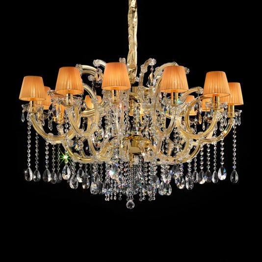 Amber Crystal Gold Plated Chandelier