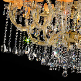 Amber Crystal Gold Plated Chandelier
