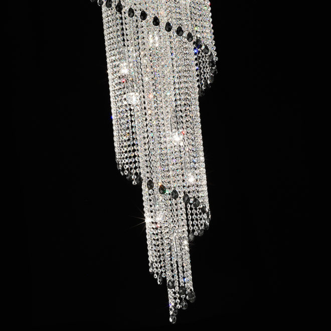 Image showcasing Art Deco Style Vertical Crystal Chandelier - Juliettes Interiors