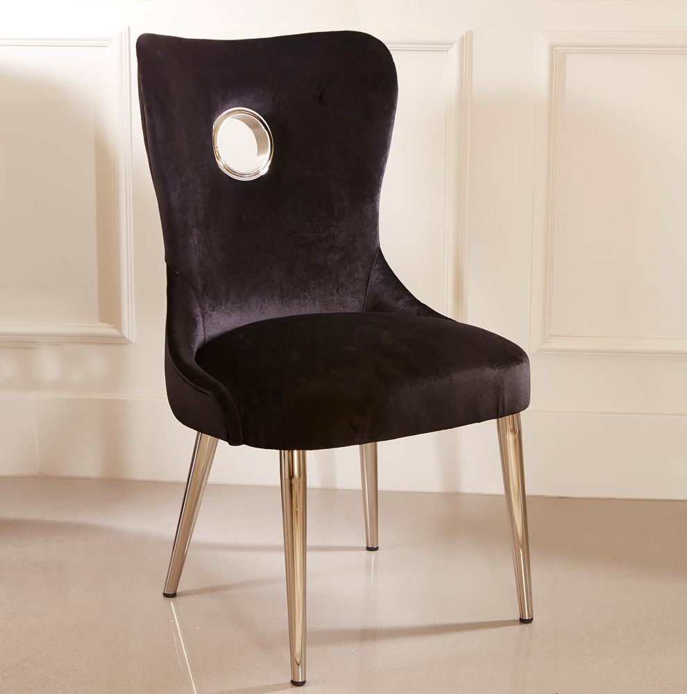 Black Velvet Art Deco Dining Chair