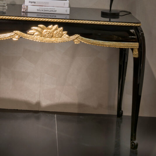 Art Deco 1920’s Style Designer Sue et Mare Classic Black Lacquered Console Table