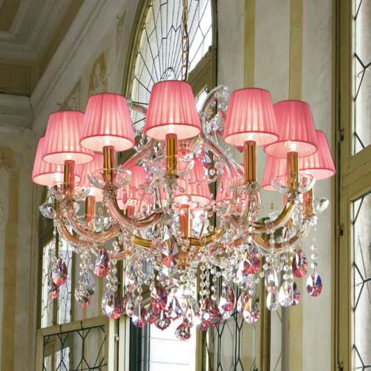 Classic Design Italian Pink Crystal Chandelier
