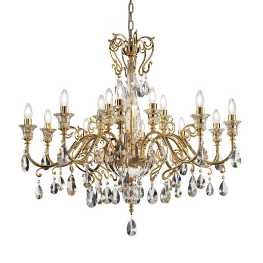 Classic Italian Designer Polished Gold Swarovski Chandelier