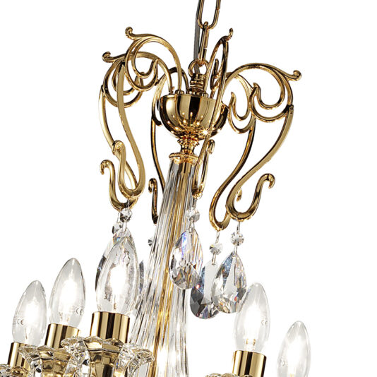 Classic Italian Designer Polished Gold Swarovski Chandelier