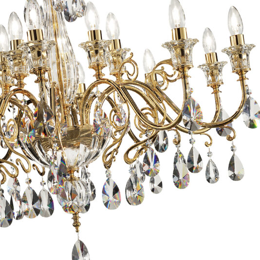 Classic Italian Designer Polished Gold Swarovski Chandelier