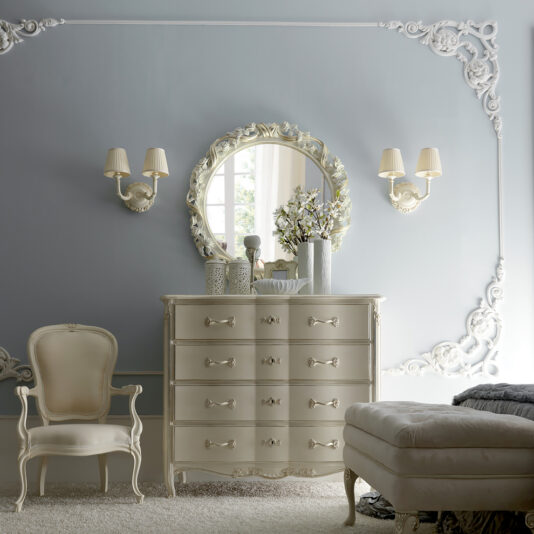 Classic Italian Rose and Ribbon Wall Mirror