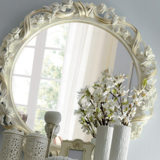 Classic Italian Rose and Ribbon Wall Mirror