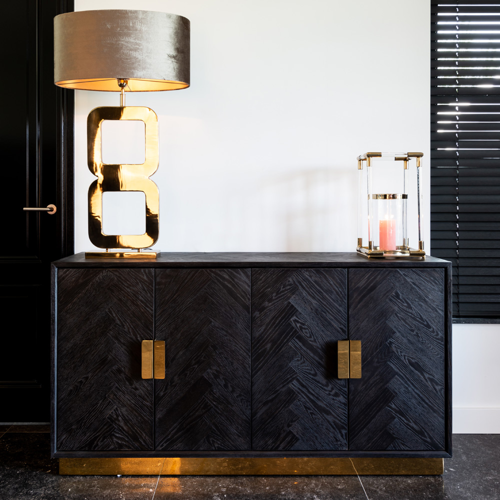 show home furniture for sale, Contemporary Black Oak And Gold Finish Sideboard