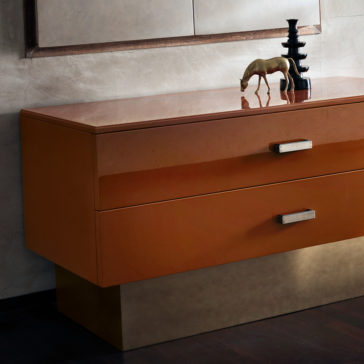 Contemporary Designer Italian Lacquered Chest Of Drawers interior design trends 2020, russet lacquer drawers