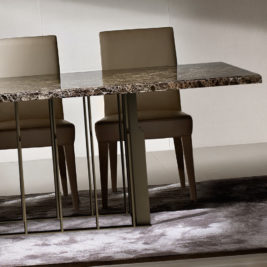 Contemporary Designer Italian Marble Rectangular Dining Table Set