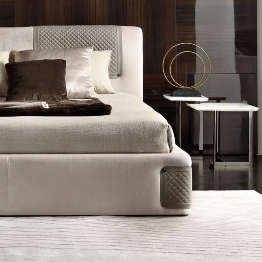 Modern Designer Marble Italian Bedside Table Nest Contemporary Designer Luxury Italian Upholstered Bed
