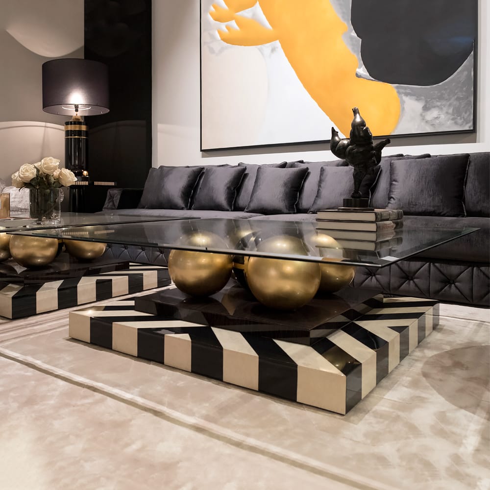 Contemporary Ebony And Gold Coffee Table