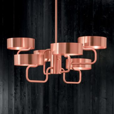 Contemporary Italian Brushed Gold Plated Chandelier Contemporary Italian Copper Chandelier